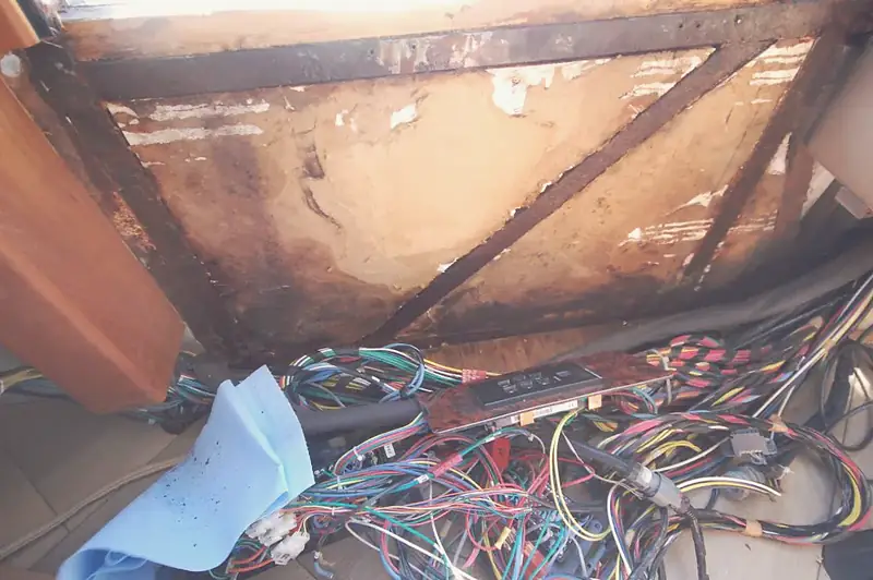 Water-rotted framing and wiring found once a motorhome dash was opened up